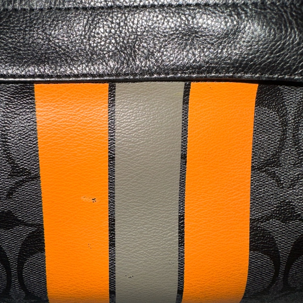 Coach Men's West Backpack In Signature Canvas VARSITY CHARCOAL & ORANGE - Picture 6 of 17